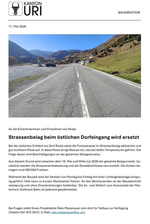 Belagsanierung Furkastrasse 2026